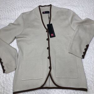 Kancy Kole Sweater Blazer Size Small Taupe Button Down Career Casual NWT
